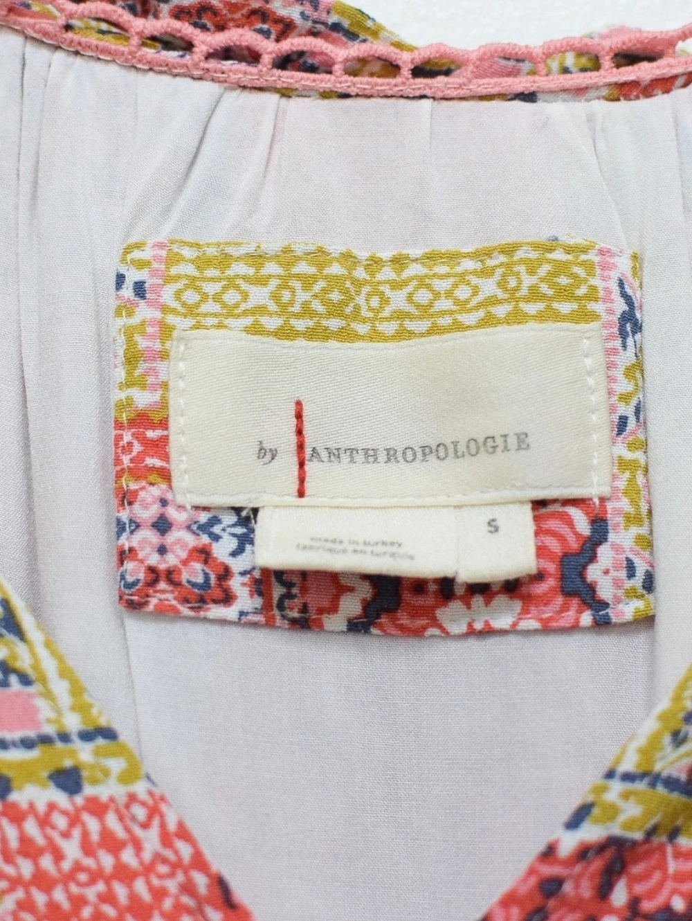 Anthropologie Robin Floral Patchwork Tiered Mini Dress Size S Boho Eclectic - Picture 9 of 10